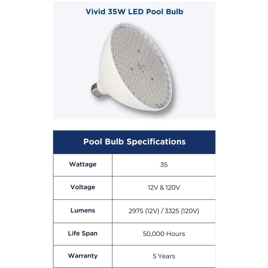 Blue Square VLB3501-WT Vivid Replacement Pool Bulb 120V, Cool White by Duckies Pool Supply