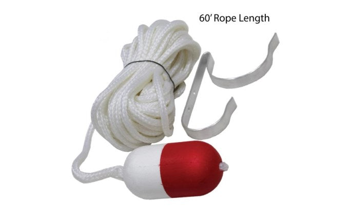 Kemp 60 Ft Throw Rope With Float And Ring Buoy Holder Kit