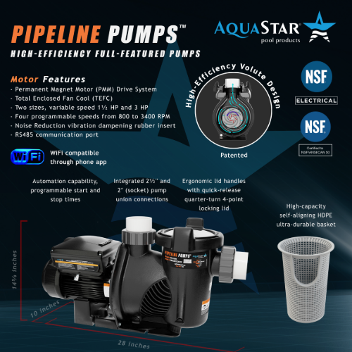 Aquastar PLP150S Pipeline 1.5 HP Whisper Quiet Pump