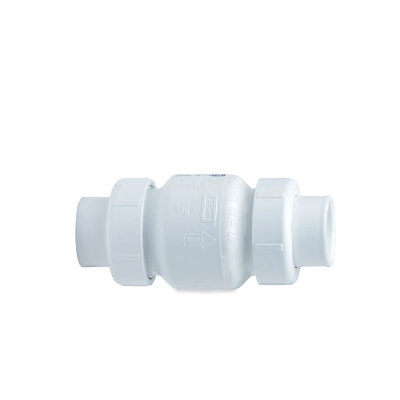 1.5 Inch White PVC True Union Utility Swing Check Valve Socket Ends by Spears