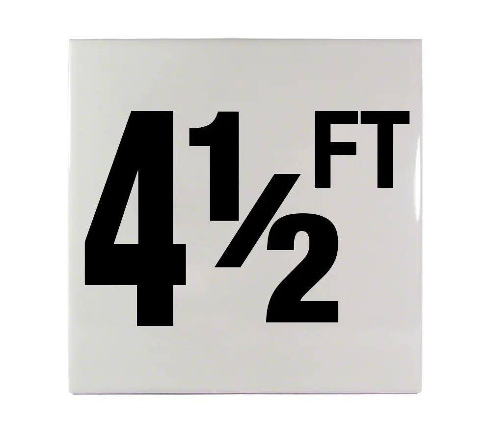 4 1/2 FT Ceramic Smooth Tile Depth Marker 6 Inch x 6 Inch with 4 Inch Lettering by Inlays