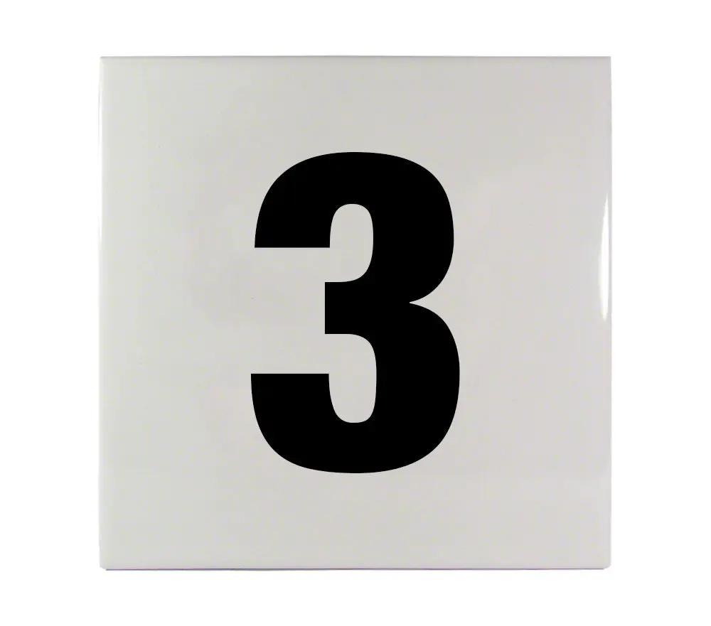 3 Ceramic Smooth Tile Depth Marker 6 Inch x 6 Inch with 4 Inch Lettering by Inlays