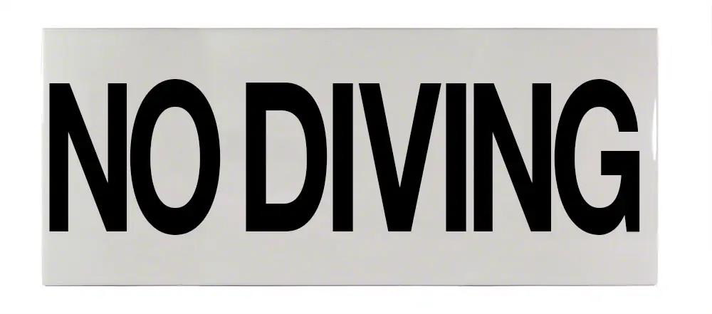 NO DIVING Message Ceramic Smooth Tile Depth Marker 12 Inch x 6 Inch with 4 Inch Lettering by Inlays
