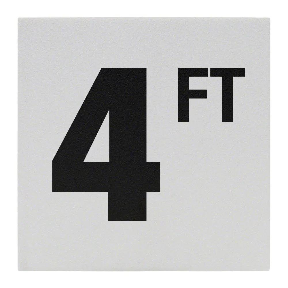 4 FT Ceramic Skid Resistant Tile Depth Marker 6 Inch x 6 Inch with 4 Inch Lettering by Inlays
