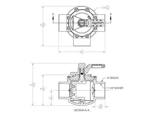 AquaStar FlowStar 3-Way Valve with Rubber Handle | 1.5" x 2" | AV3W15C by Duckies Pool Supply