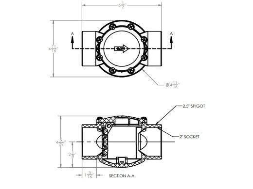 AquaStar FlowStar CPVC Check Valve | 2" x 2.5" | AVC20C by Duckies Pool Supply