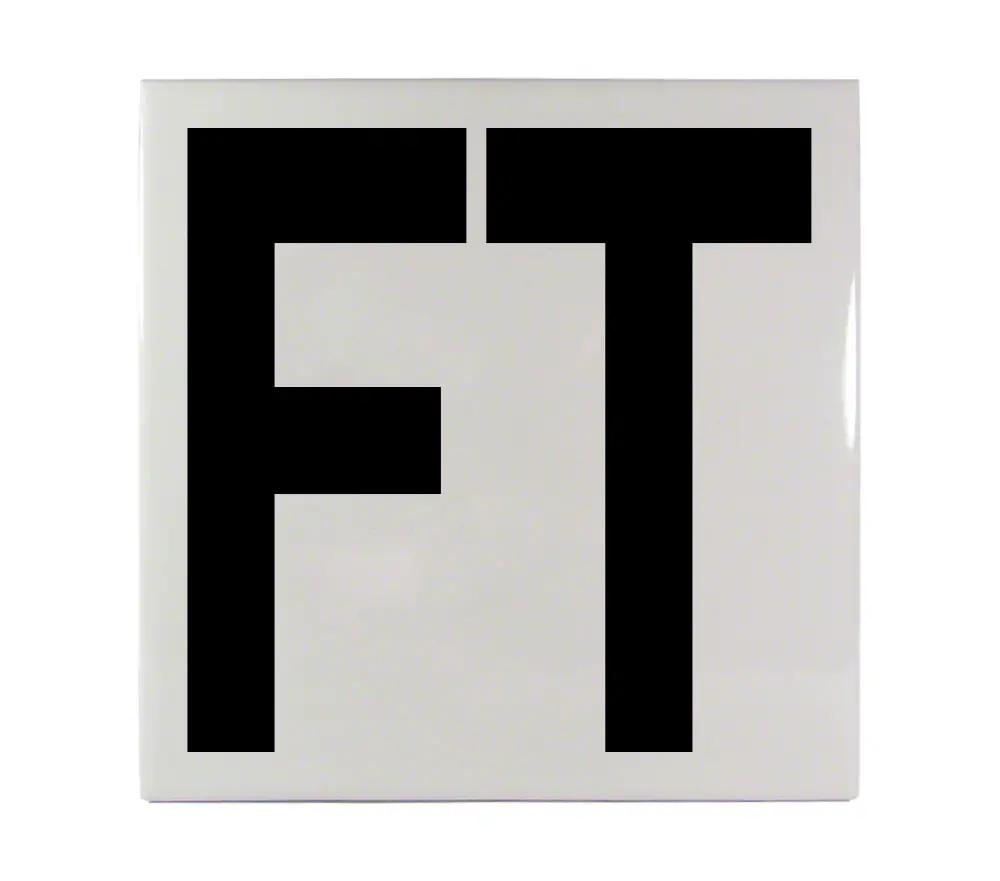FT Message Ceramic Smooth Tile Depth Marker 6 Inch x 6 Inch with 5 Inch Lettering by Inlays