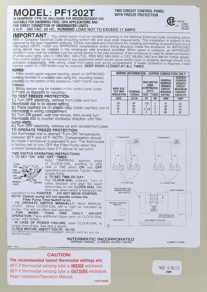 Intermatic Freeze Protection Control Center 240 Volts