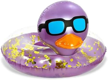 POZA Inflatable Duck Pool Float Tube- Heavy Duty Vinyl UV Resistant Confetti Pool Duck Floatie, Animal Pool Float Swim Ring Pool Inflatables for Kids and Adults for Beach, Party, Vacation by POZA