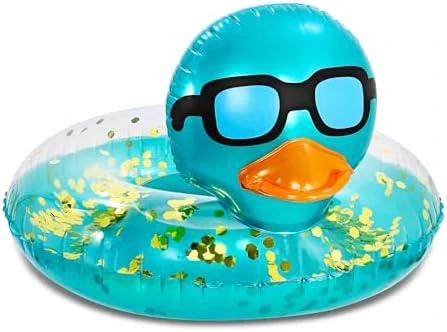 POZA Inflatable Duck Pool Float Tube- Heavy Duty Vinyl UV Resistant Confetti Pool Duck Floatie, Animal Pool Float Swim Ring Pool Inflatables for Kids and Adults for Beach, Party, Vacation by POZA