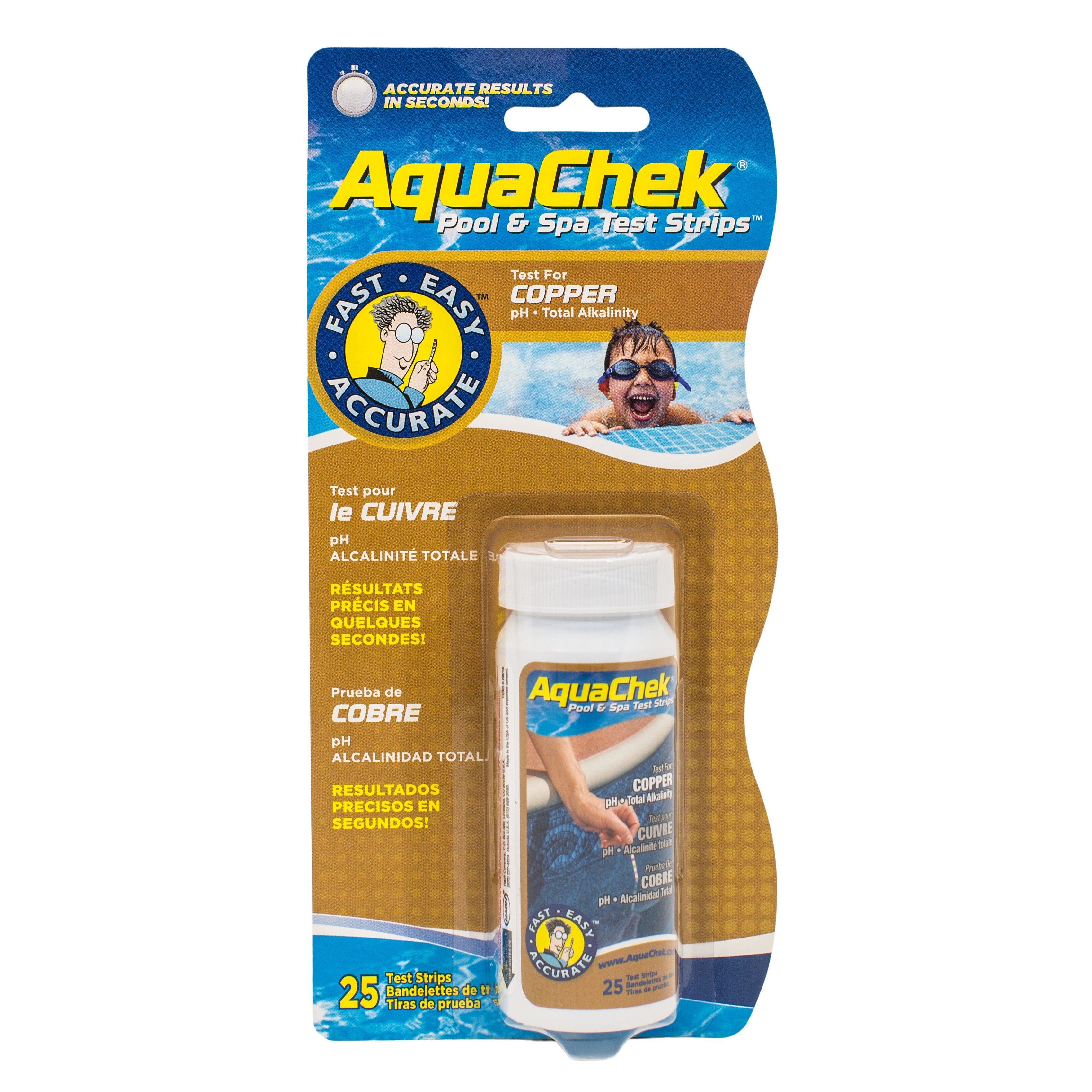 AquaChek Copper 3-in-1 Test Strips for Pool and Spa Maintenance