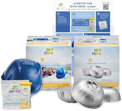 FROG @Ease Floating Sanitizing System + Replacement SmartChlor Cartridge 3-Pack Plus Free Hot Tub Care Guide, Self-Regulating Hot Tub Sanitizer Bundle|B0CKH5QDFH