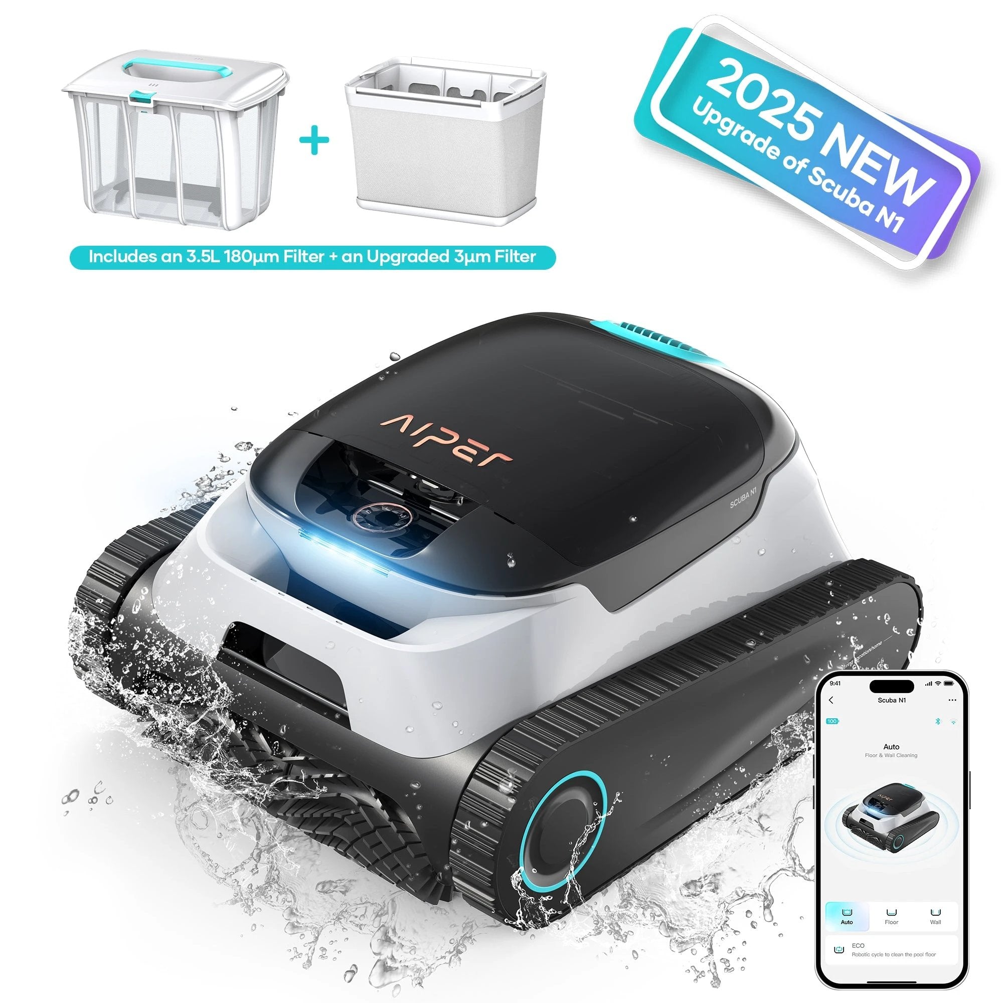 Aiper Scuba N1 Plus Cordless 6.1-in Robotic Pool Vacuum by Duckies Pool Supply
