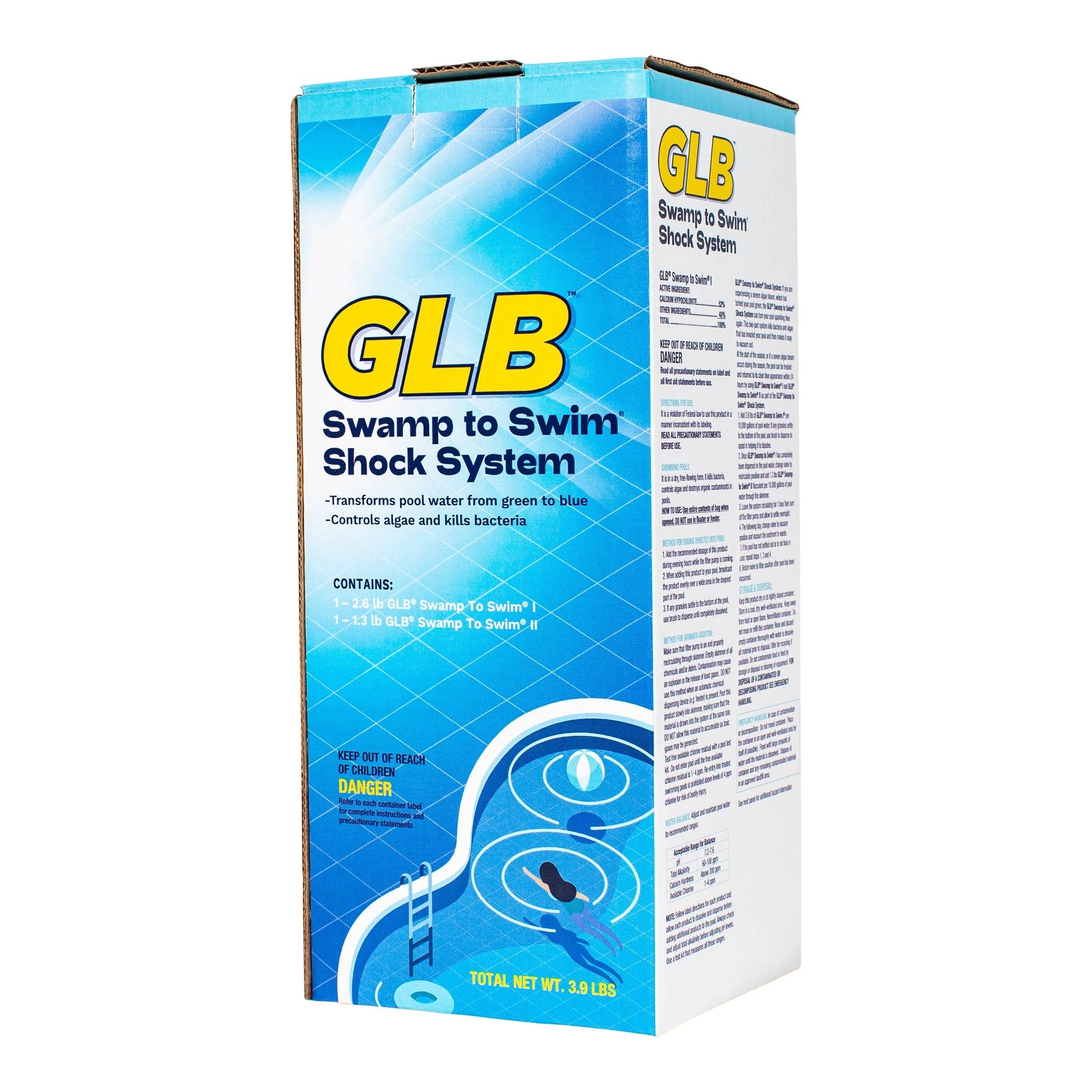 GLB Swamp to Swim Shock System Two Step Algae and Bacteria Treatment for Pools by GLB