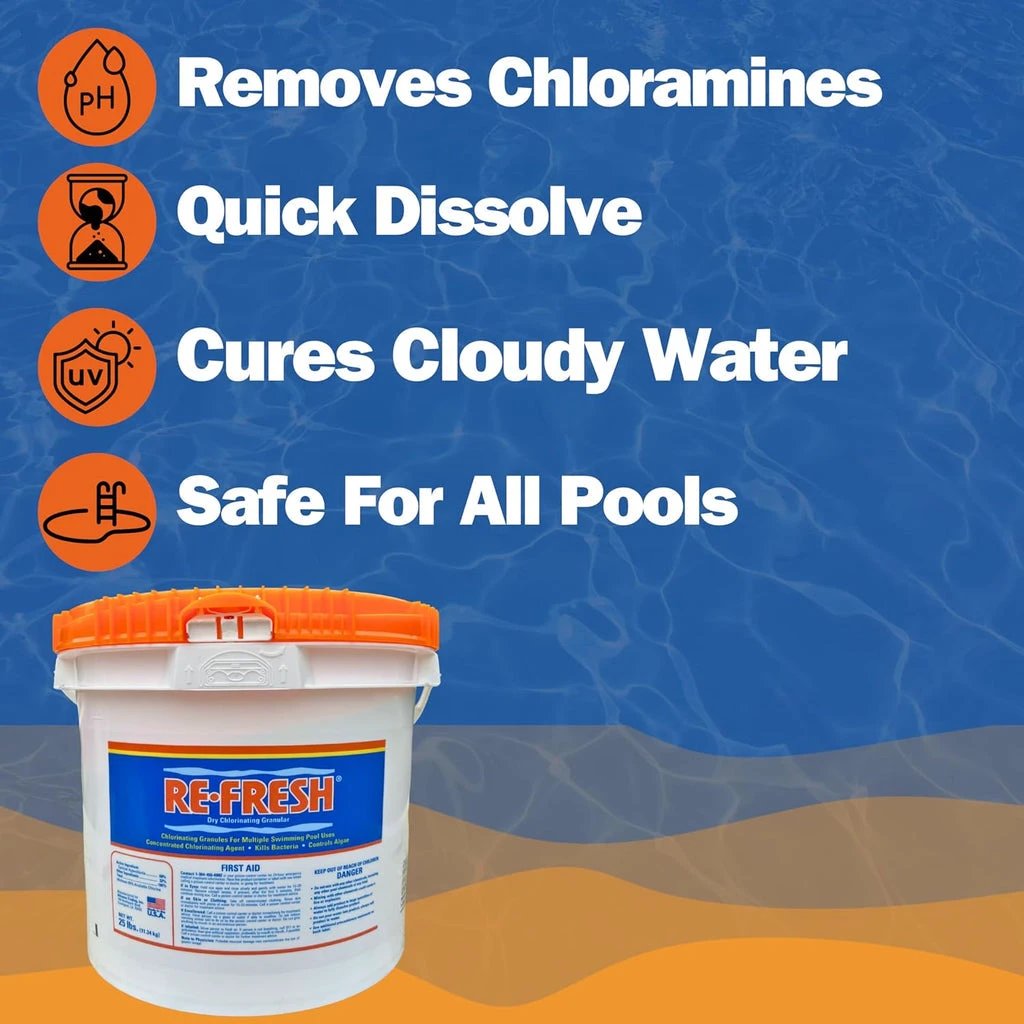 Refresh 68% Calcium Hypochlorite Granular Chlorine, 25 lb by Duckies Pool Supply