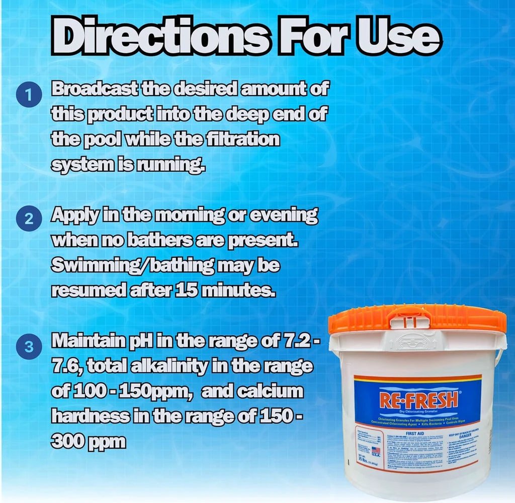 Refresh 68% Calcium Hypochlorite Granular Chlorine, 25 lb by Duckies Pool Supply
