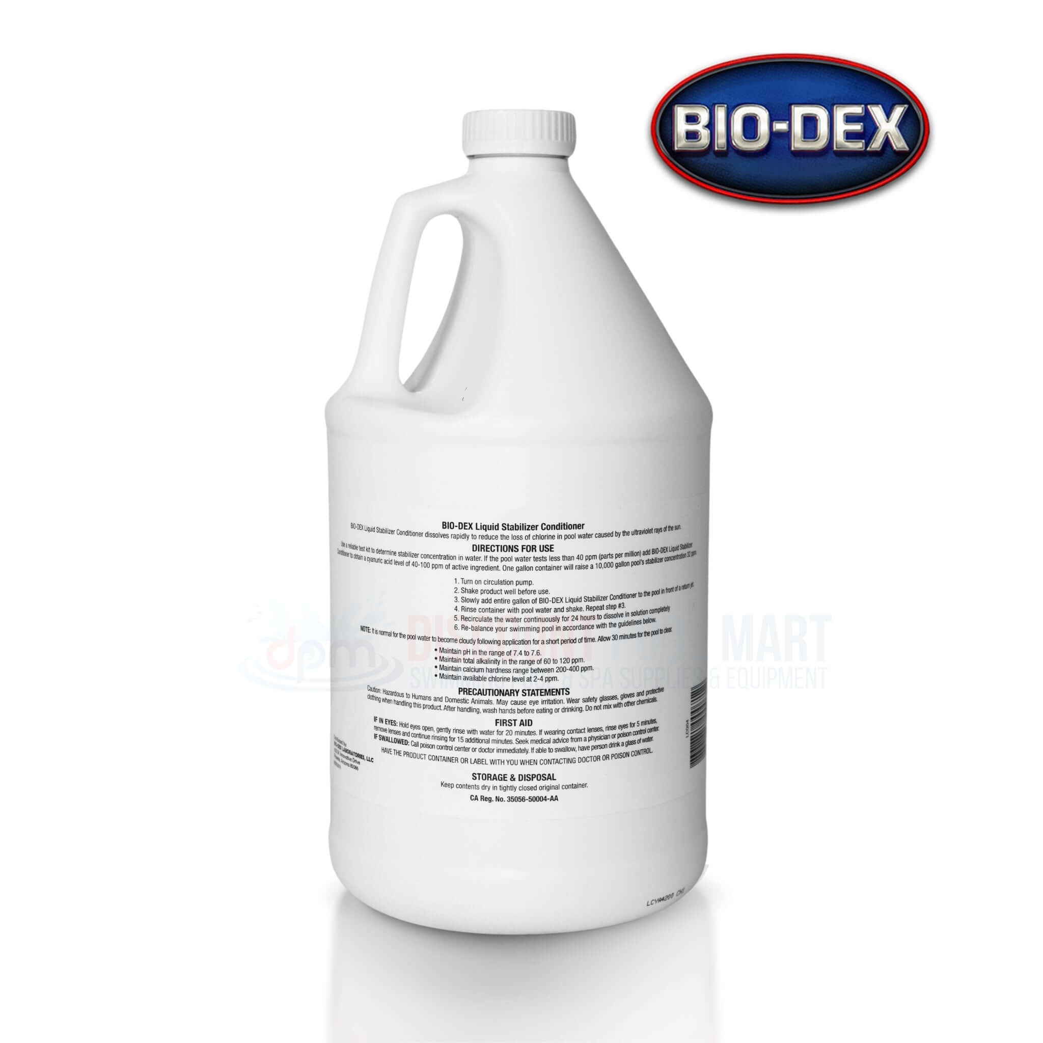 Bio-Dex Liquid Stabilizer Conditioner 1 GAL LC004 from Discount Pool Mart DPM helps extend sanitizer life.