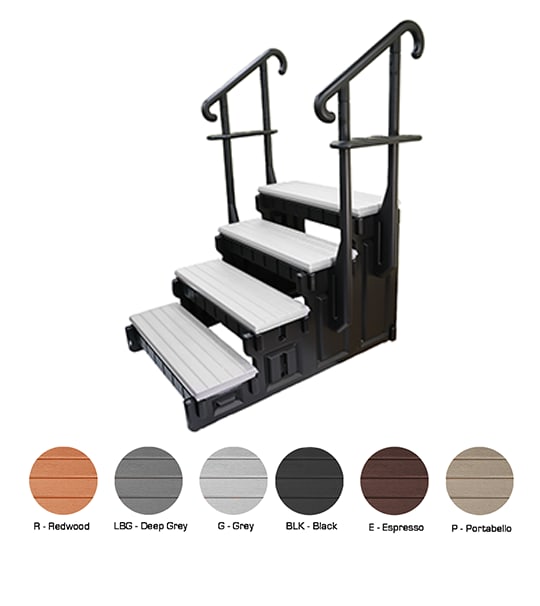 Confer Signature Spa Step 4-Tread 36"-Includes (1) Sss364Blk And (1) Ssw364B- Black Tread With Black Sidewalls | SSS36-4 by Confer