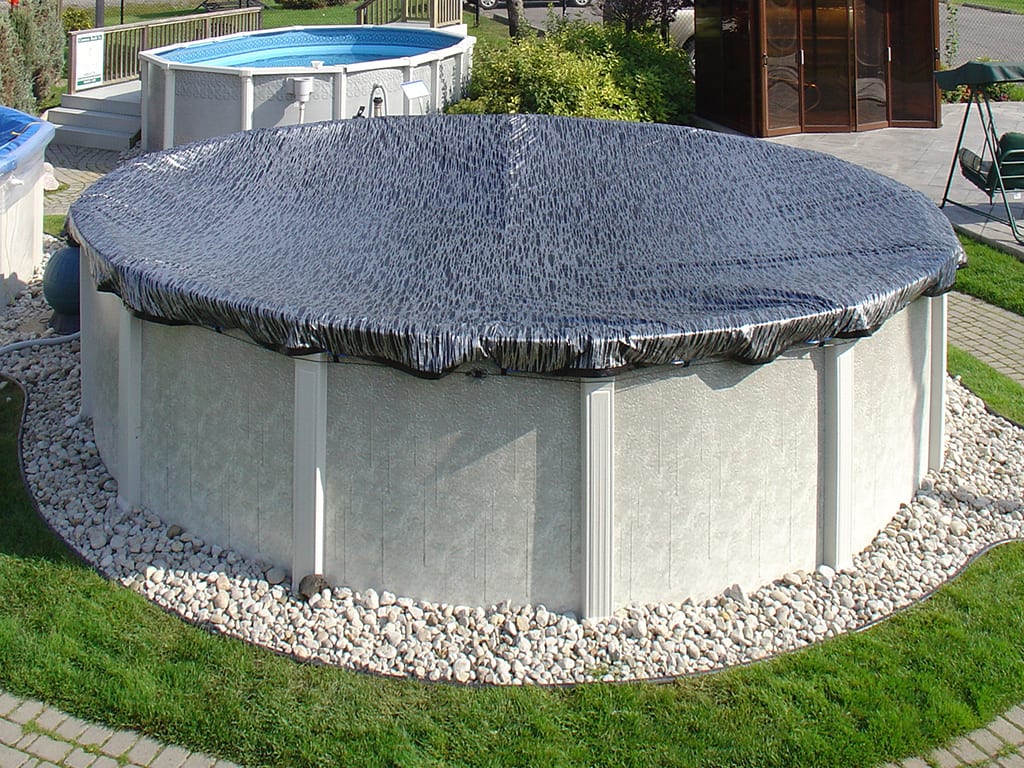 HPI Armor Kote 21' Round Above Ground Winter Pool Cover, 4' Overlap, Tan/Blue | AK21R4 by HPI