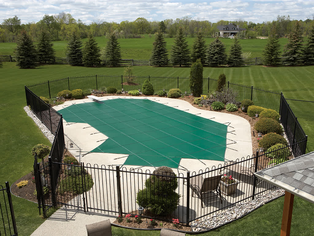 HPI 20' x 40' Standard Mesh Safety Cover w/ 8' CES, Green | DG204058S by HPI