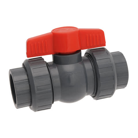 1-1/2" True Union Compact PVC Ball Valve, Gray | QTA1015CSEG by Hayward