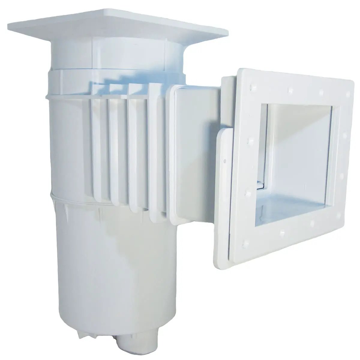 Hayward Vinyl/Fiberglass Auto-Skim Series Skimmer w/Outside Mount, 1-1/2" FPT, Square Cover, White, Vinyl/Fiberglass | SP10841OM by Hayward