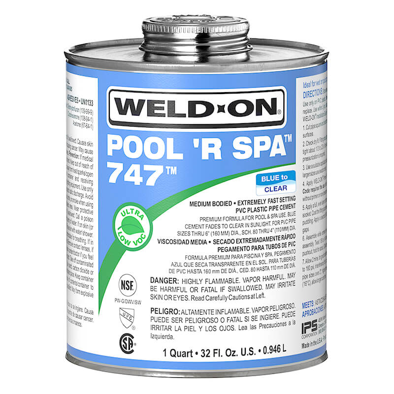 Quart IPS 747 Blu Pool/Spa Cement 10852 Glue Blue Pool R Spa Quart by IPS