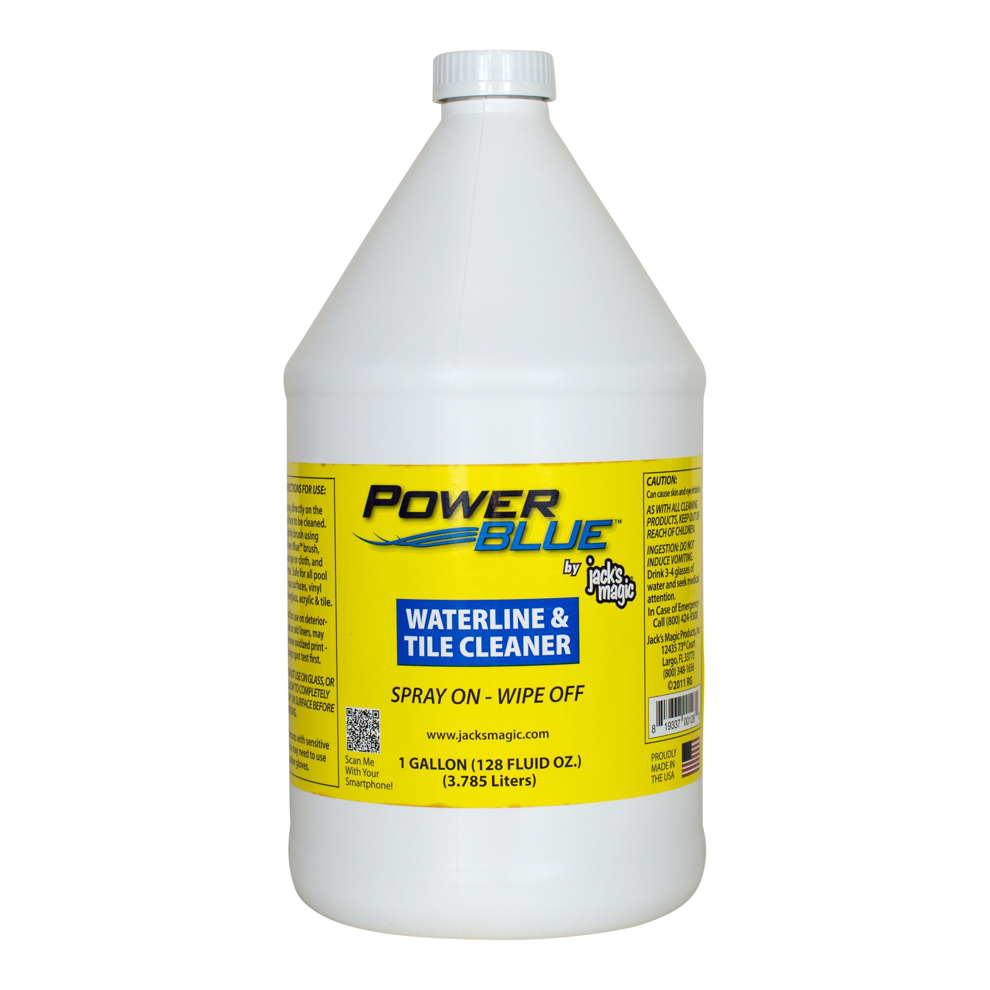 Jack's Magic Power Blue Waterline and Tile Cleaner with High Gloss Ultra UV Protectant for effective cleaning and protection.
