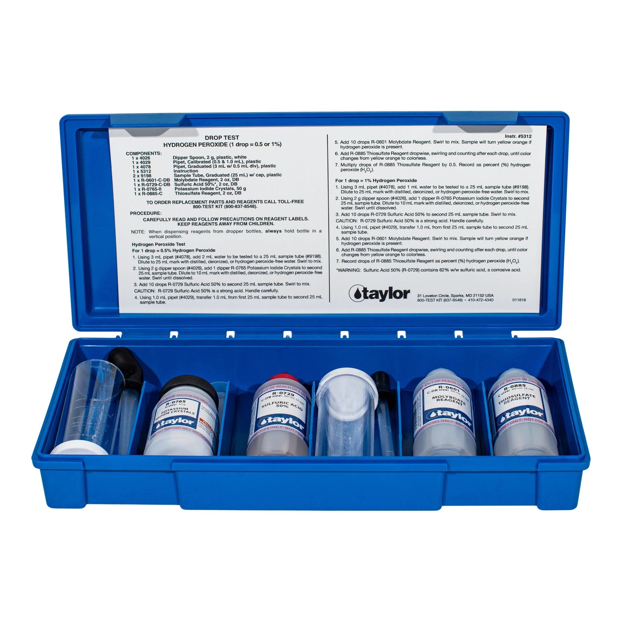 Taylor K-1443 Hydrogen Peroxide Test Kit for Water Chemistry by Taylor