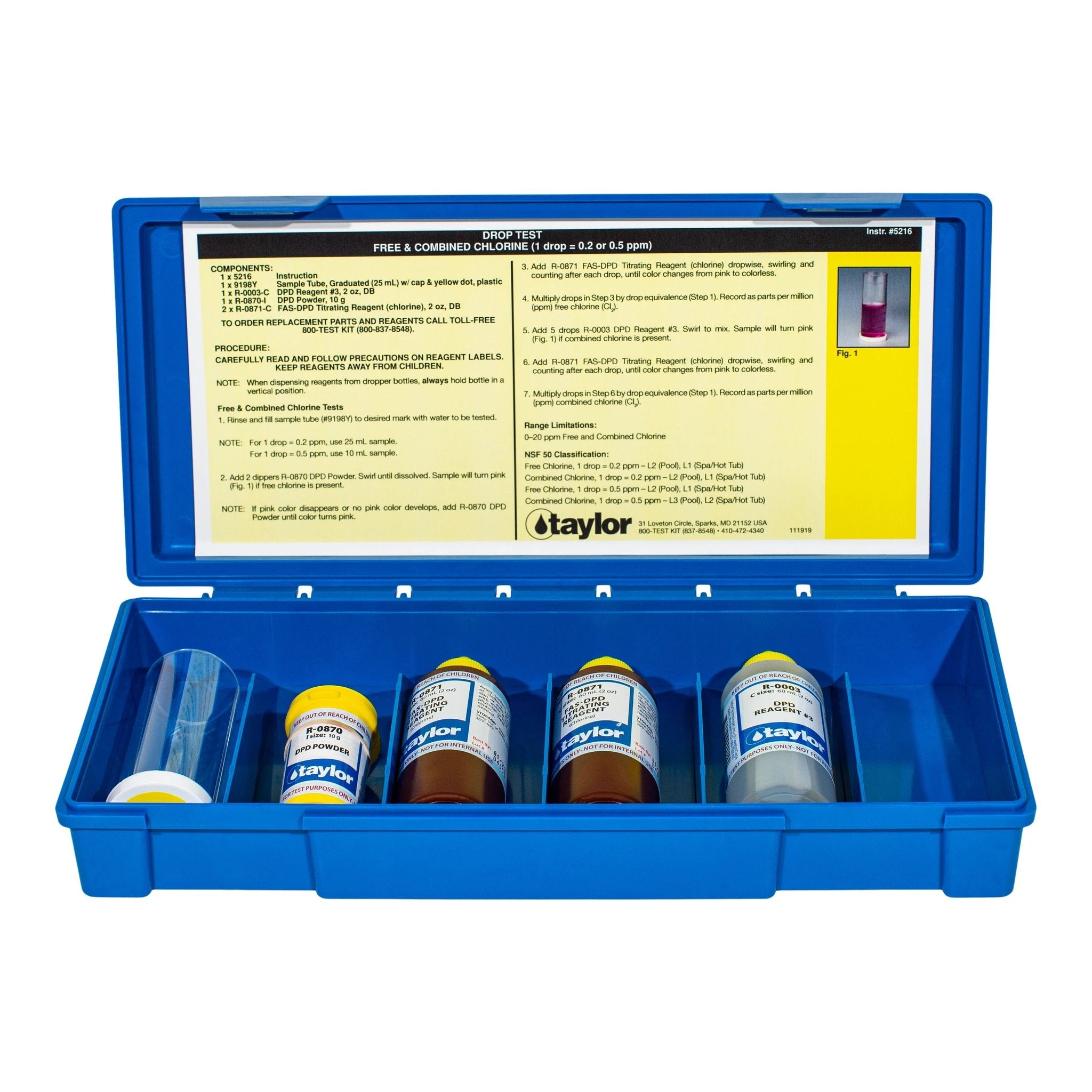 Taylor K-1515-C FAS-DPD Chlorine Test Kit With Reagents And Cylinder by Taylor