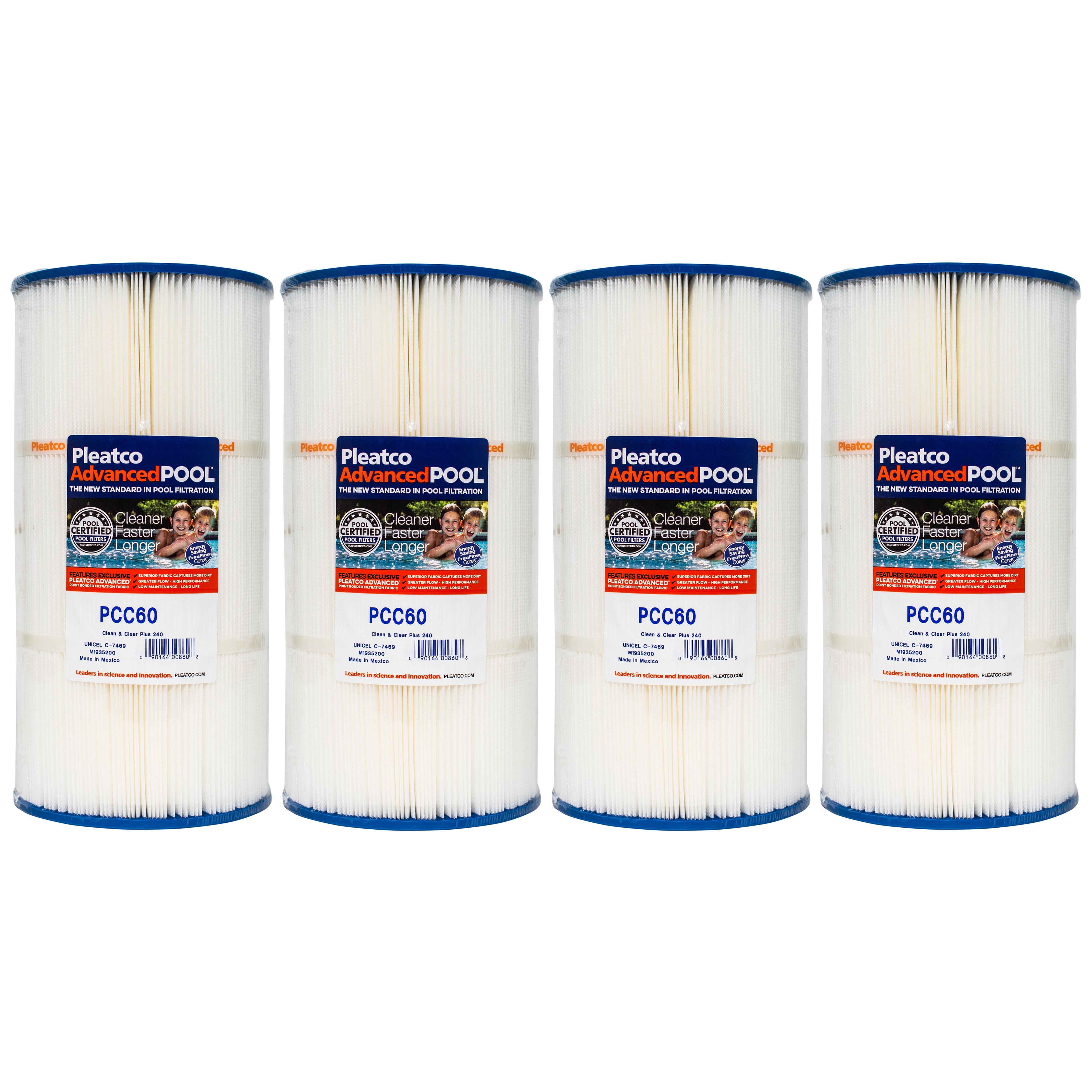 Pleatco PCC60-PAK4 Pool and Spa Filter Cartridges for Superior Filtration Capacity