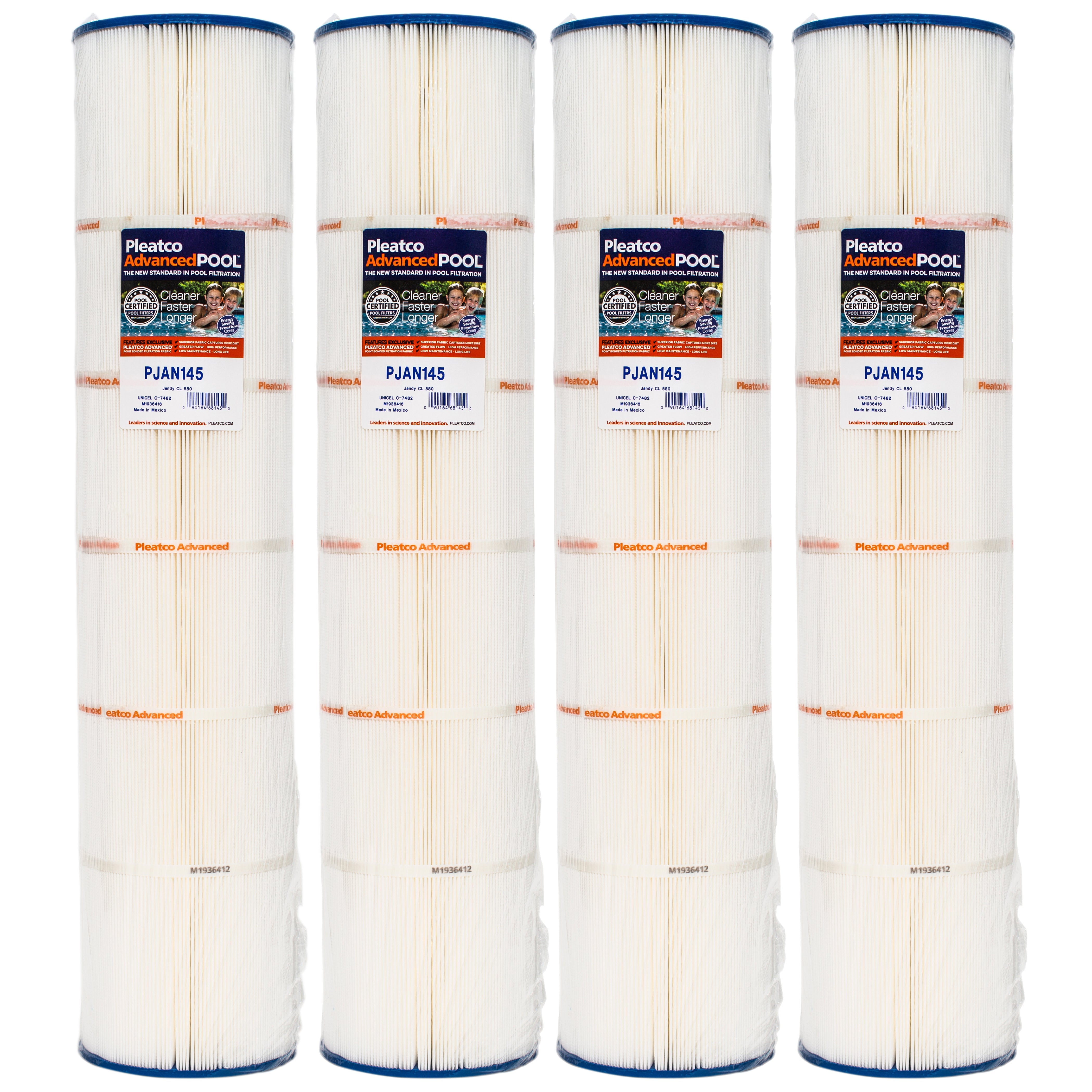 Pleatco PJAN145-PAK4 Premium Pool and Spa Filter Cartridges for Superior Filtration