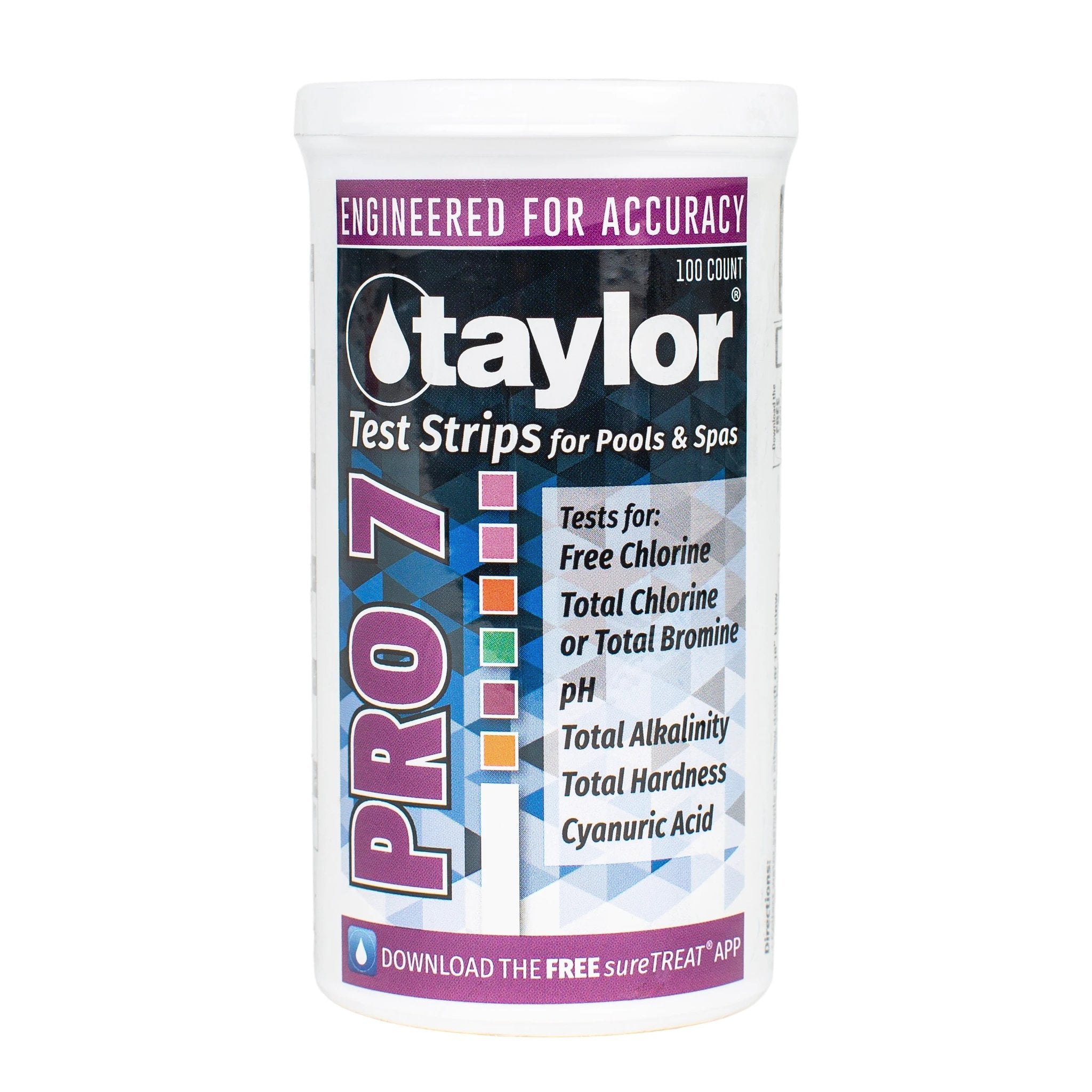 Taylor Pro 7 Test Strips for Pools and Spas Free Chlorine pH Alkalinity and More by Taylor
