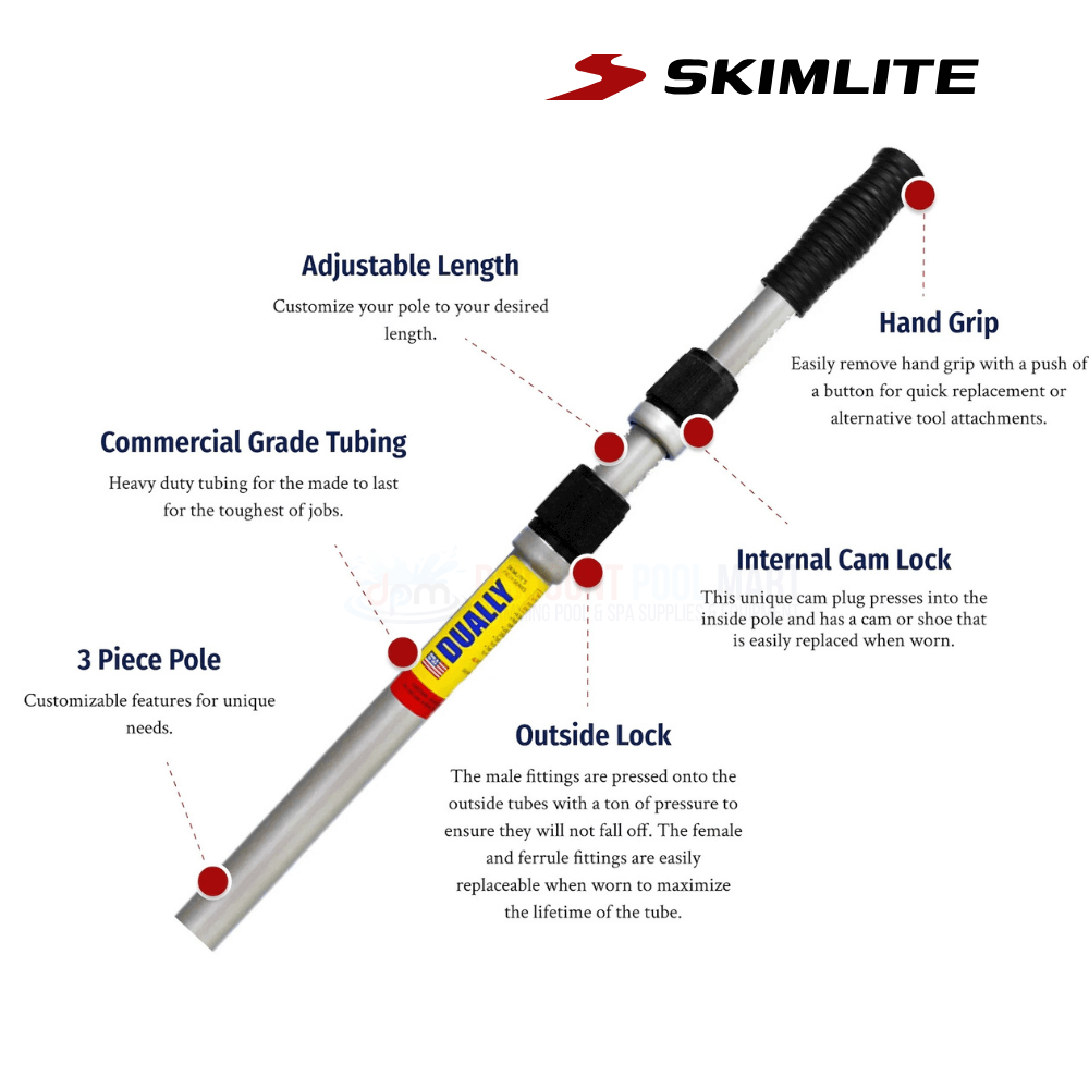 Skimlite 3-Piece Telescopic Pole | Dual Lock | 8' - 24' | 9024