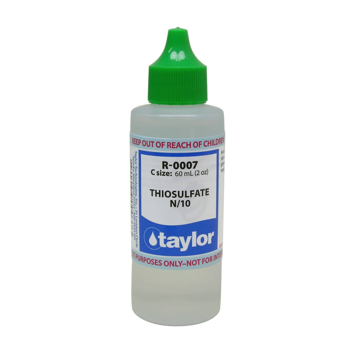 Taylor Thiosulfate N/10 Dropper Bottle, 2 oz, 12/Pack | R-0007-C-12 by Taylor