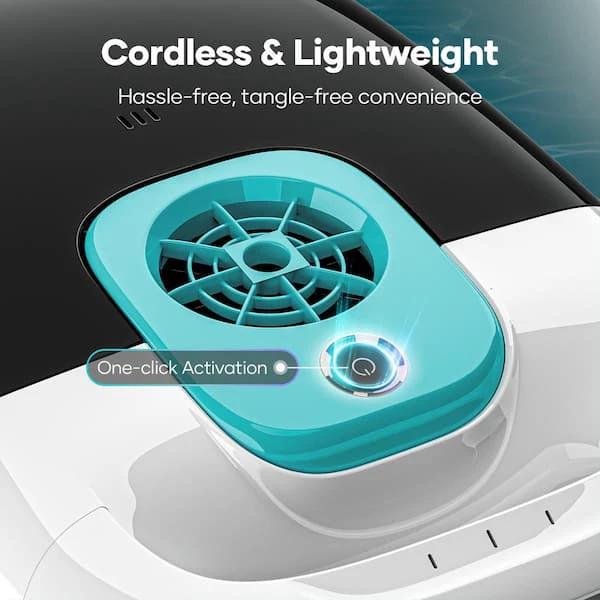 Scuba L1 Cordless Robotic Pool Vacuum - Automatic Pool Vacuum for Above Ground Pools up to 1100 sq.ft, White by Duckies Pool Supply