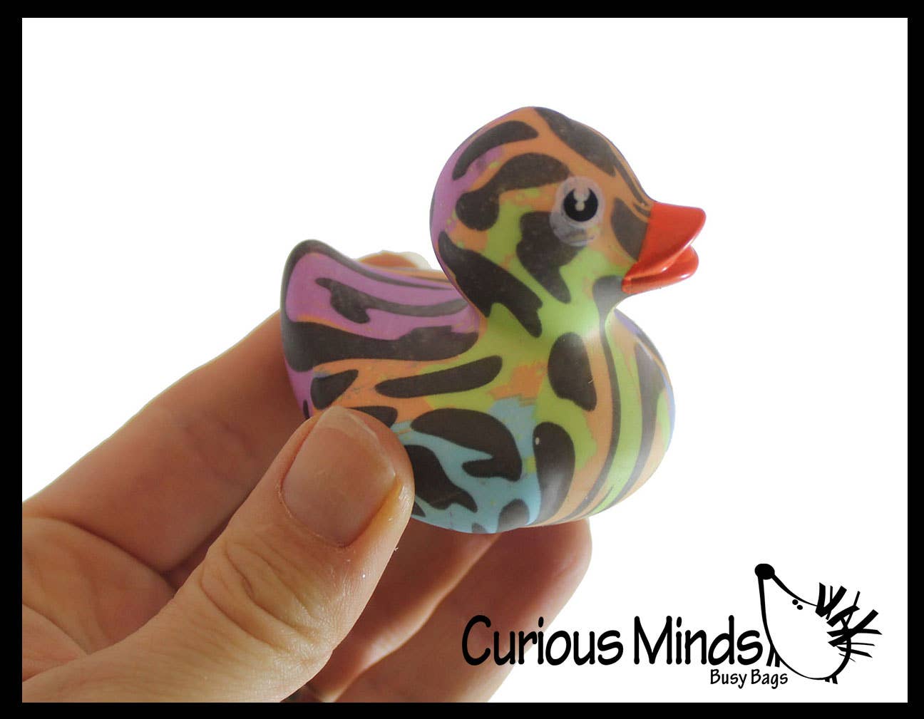 Random Color Animal Print Rubber Duck 2 Inch Zebra Cheetah Prize Toy