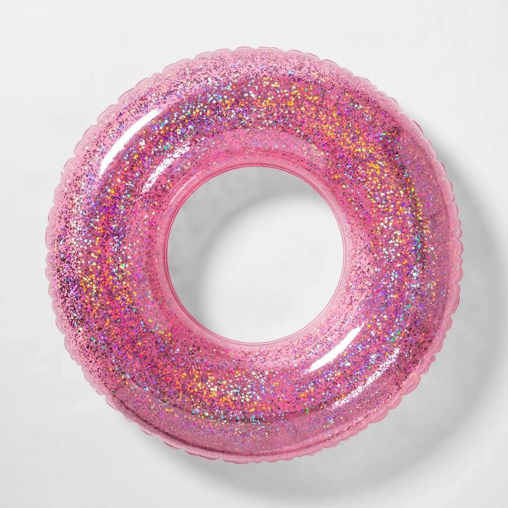 Pool Floats Toys Swim Tubes Rings Inner Glitter Sequin Pool Tube Water Swimming Party Ring Float Tube for Adults Outdoor Summer Beach Swimming(Clear) by Wettarn