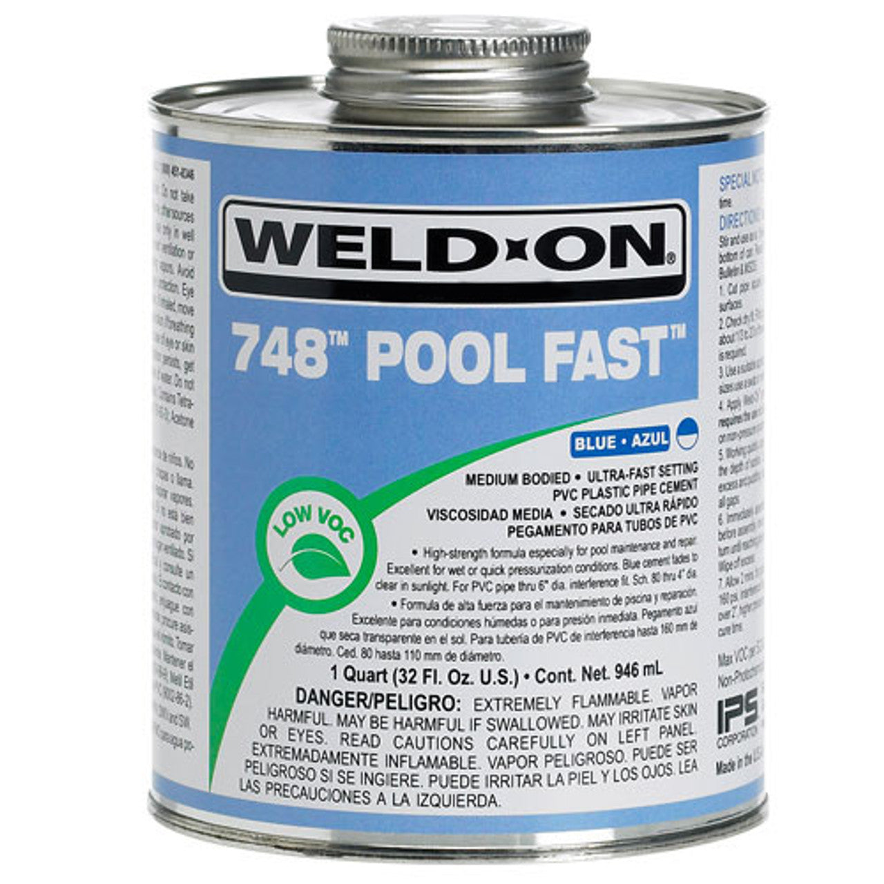 IPS Weld On 748 Blue Pool Fast MB PVC Cement 32 Oz., 13342 (IPS-60-5250)